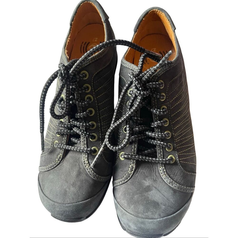 Z7 Womens Gray Steel Blue Aireezz Karma Suede Lace Up Oxfords Shoes Size 6.5